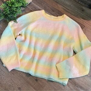 BB DAKOTA Pastel Ombré Striped Crewneck Sweater, Size Jr XL NWT